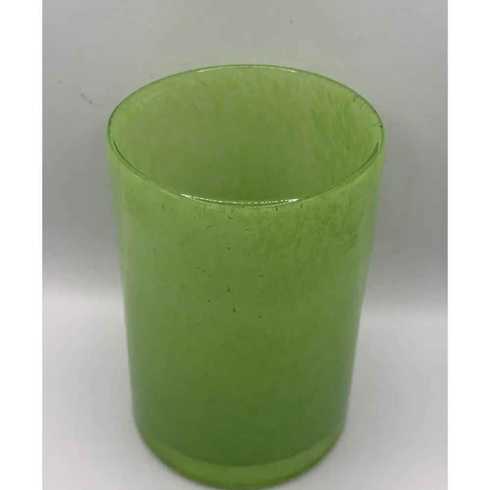 CYS Excel Hand Blown Frosted Seafoam Glass Vase Candle Holder 6”